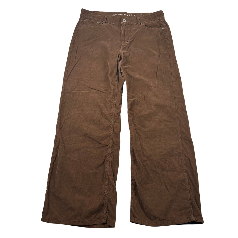 American Eagle Pants Womens 34x30 Low Rise Skater Jean Brown Corduroy Wide Leg